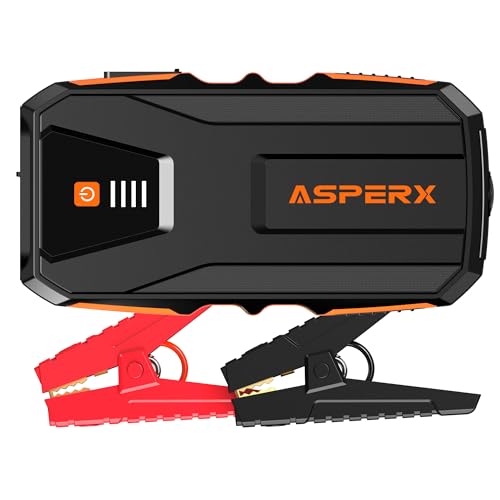 AsperX Starthilfe Powerbank 3000A, Booster Auto Starthilfe IP64 Wasserdicht,LED Taschenlampe,Kompass,Jump Starter für 12V pkw LKW UTV Van Motorrad(Bis Zu 10,0L Benzin oder 8,0L Diesel)