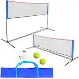 Kapler Badminton Netz für Pickleball, Volleyball, Tennis, höhenverstellbar für Erwachsene und Kinder, 300x90 bis 160 cm, inklusive Zwei Badmintonbällen und Tennisbällen, leicht zu tragen