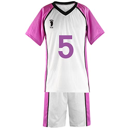 TWSTIV Shiratorizawa High School Cosplay Volleyball Jersey Shirt Shorts Kostüm Uniform, Nr. 5 Guess Monster, L