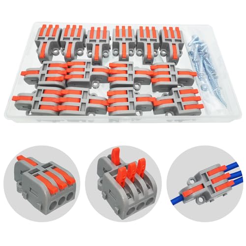 Verbindungsklemmen, Kompakt Steckklemmen mit Befestigungsschrauben CESFONJER 1 Rein 3 Raus 14 Stück Schnelle Verbindung Lüsterklemmen für Schaltungs-Inlining