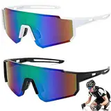 Schnelle Brille Rave,2 Stück Rennrad Brille,Sport Brille,Polarisierte UV400 Schutzbrille,Winddichte Fahrrad-Sonnenbrille,Geeignet für Radfahren Skifahren Bergsteigen und Andere Outdoor-Aktivitäten