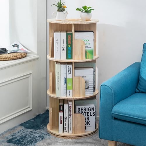 Heehee Drehbares Bücherregal 360 Display Boden stehendes Bücherregal Aufbewahrungsregal für Kinder&Erwachsene Multifunktionales Bücherregal Organizer (3-stöckig)…