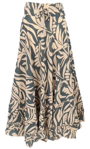 GURU SHOP Maxirock aus Baumwolle, Stufenrock, Leichter Langer Sommerrock, Damen, Blaugrau, Size:40