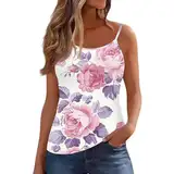 Oversize Shirt Damen Blumendruck Spaghetti Top Elegant Ärmellos Tshirt Lockere Passform Trägershirt Basic Camisole Sexy Cami Oberteile Leicht Und Luftig Angebote des Tages Heute