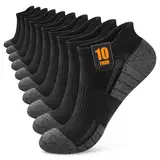Effeet Sneaker Socken Herren Damen 10 Paar, Atmungsaktive Baumwolle Sportsocken, Kurz Halbsocken Laufsocken Schwarz 47-50
