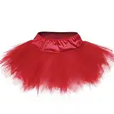 Skang Tüllrock Damen Tutu Rock Rockabilly Petticoat Unterrock Karneval Kostüm Vintage Tuellrock Kurz Minirock Glitzer Kleid Bunt Tütü Fasching Party Outfit Tulle Skirt