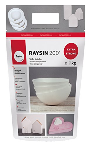 RAYHER HOBBY Rayher 3699000 Raysin 200 Gießpulver 1kg, Gießmasse weiß, Reliefgießpulver, lufthärtend und geruchslos, 1 Kg