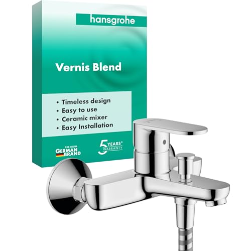 hansgrohe Vernis Blend - Badewannenarmatur Aufputz für 2 Verbraucher, Mischbatterie Badewanne mit Auslauf Länge 17,1 cm, Einhebelmischer Wanne, Chrom, 71440000