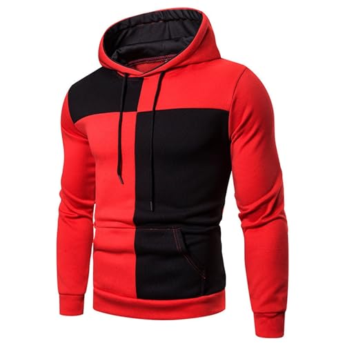 Generisch Herren Pullover Langarm Sweatjacke Kapuzenpullover Farbblock Sweatshirt Gym Hoodie Sportjacke Jungen 176