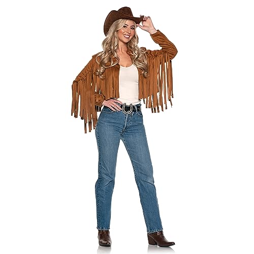 UNDERWRAPS Cowboy Fransen Damen Jacke - Cowgirl Western Wear Sexy Halloween Kostüme für Frauen, Braun Kostüm Zubehör (Western Jacke Damen, Small 4-6)