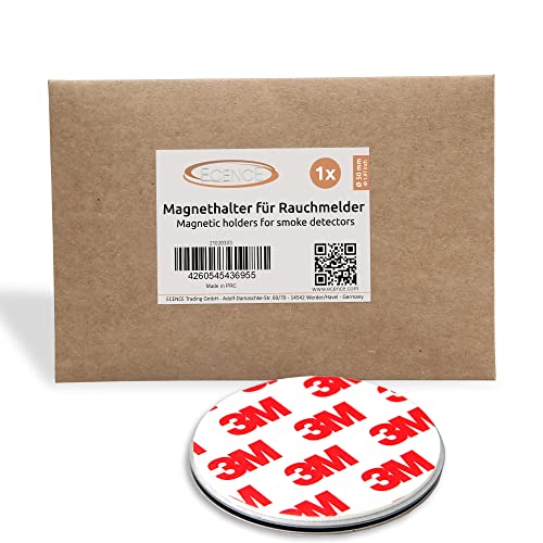 ECENCE Rauchmelder Magnethalter 1 Stück Selbstklebende Magnethalterung für Rauchmelder Ø 50mm schnelle & sichere Montage ohne Bohren und Schrauben für alle Feuermelder und Rauchwarnmelder