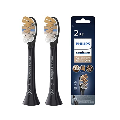 Philips Sonicare Original A3 Premium All-in-One Standard Schallzahnbürstenköpfe - 2er-Pack in Schwarz (Modell HX9092/11)