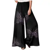 Damen Hosen, Yoga Bauchweg Hose Damen Track Curvy Mode Damen Buissenes Outfit Pluderhose Arabische Kleidung Sommer Haremshosen Hosen Sexy Damen Slip On Talin Sommerhose High Waist(Schwarz,5XL)