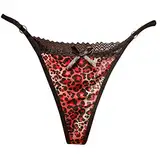 BH Damen Ohne Bügel 2025a BH Bra Frauen reizvolle Leopardenunterwäsche Briefs Netzstrings Höschen Sheer Top Unterwäsche Damen Unterwäsche Dessous (Red, One Size)