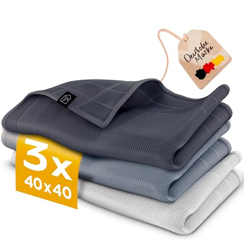 Homety Mikrofasertücher 40x40 Putztücher, Fensterputztücher streifenfrei, fusselfreie Zaubertücher, Reinigungstücher, 3er Set magisches Microfasertuch