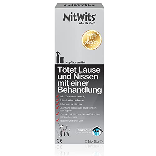 NitWits Läusemittel Kopfläuse - All-In-One Läuse Abwehrspray gegen Läuse und Nissen - Wirksame Alternative Für Kinder Anstelle Läuseshampoo & Läusekamm, 120ml