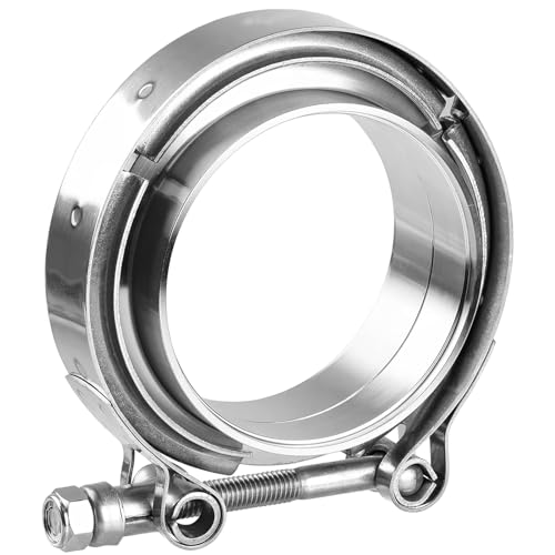 76MM V Band Clamp Kit with Male Female Flange Stainless Steel 304,Turbo Wastegate Clamp Flange Kit Universal (V Band Clamp With Flange, 76MM 3 Inch)