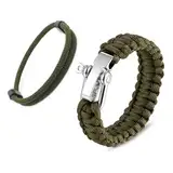 ZENGSING Paracord Armband für Männer und Frauen, Notfall-Rettung Fallschirmseil Armband, Survivalarmband, Handgeflochten mit Edelstahlverschluss, Segeltau Surferarmband (Armeegrün)