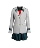 NUWIND Mein Herd Akademie Academia Mädchen Uniform Studentin Anzug Boku Cosplay Kostüm Blazer graue Jacke mit Rock, Krawatte rot (XL)