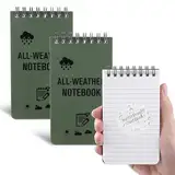 Aeaocvo 2 Stück A7 Wasserfester Notizblock, 7.6 x 12.7 cm 50 Blatt Schwarz Raster Notizblock, Spiralbindung Wasserdichter Allwetter-Notizblock, Write in The Rain Waterproof Notebook