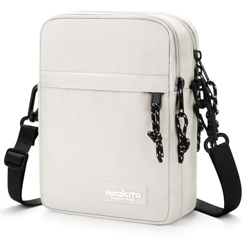 MOCOCITO Umhängetasche, Schultertasche für Herren, Kuriertasche aus Nylon, Messenger Bag für Tägliches Leben Reise(Groß-Beige)