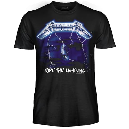 Metallica Ride The Lightning T-Shirt, offizielles Rock-T-Shirt, Heavy Metal, Unisex-Trikot für Erwachsene und Jungen., Ride The Lightning, XL