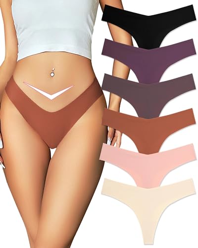 ALL OF ME 6er Pack Seamless String Tanga Damen Unterhosen Sexy Unterwäsche Dessous Frauen Nahtlos Slips No Show Underwear Thongs Women Panties Mehrpack XS-XL…