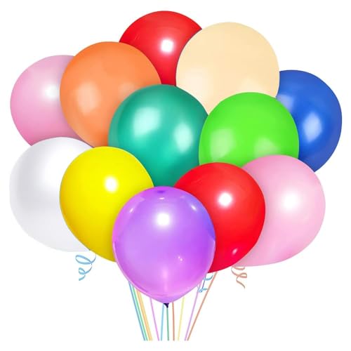 100 Stück Luftballons Bunt, 10 Farben Latex Ballons 12 Zoll Bunte Luftballons, Helium Luftballons, Luftballons Geburtstag, Regenbogen Ballons für Geburtstagsdeko, Party, Hochzeit, Baby Shower