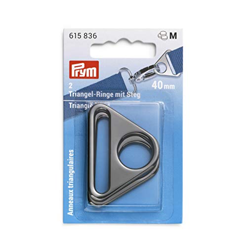 Prym 615836 Steg 40 mm Gunmetal Triangel-Ringe, Zinklegierung