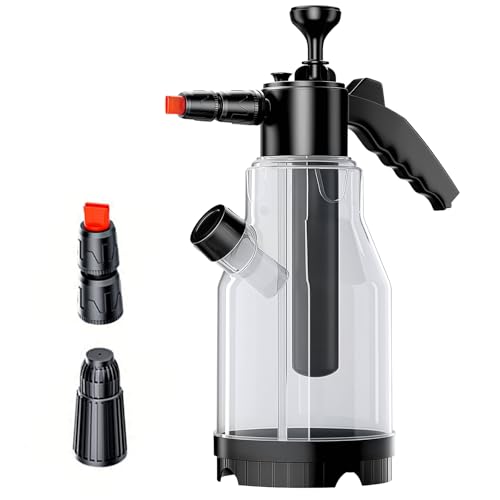 Schaumsprüher Auto 2L Drucksprühflasche Auto Sprühflasche mit 2 Düsentypen & Überdruckventil, Pumpsprühflasche Sprühschaumreiniger für Autowäsche, Gartenarbeit, Haus, Haustierpflege