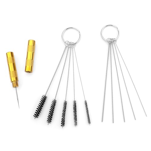 Airbrush-Reinigungsset, Mehrzweck-Farbsprüher, Reinigungsset, 3-teiliges Airbrush-Reiniger-Set enthält 5 Nadeln, 5 Pinsel und 1 goldene Nadel