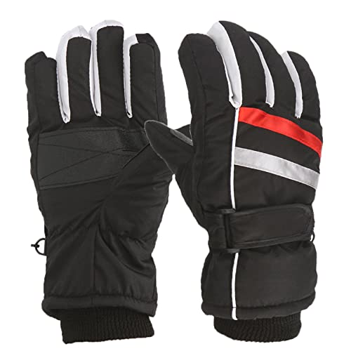 Winterhandschuhe für Kinder Jungen Mädchen Winddichte Skihandschuhe für 7-12 Jahre Warme Handschuhe Winterhandschuhe Kinderhandschuhe Skifahren Wandern Radfahren Winter (02 Schwarz, 7-12 Jahre)