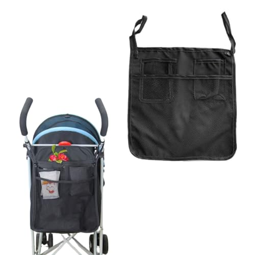 IUDWCG 1 Pcs Kinderwagentasche, Baby-Aufbewahrungstasche, universelle Kinderwagen-Aufbewahrungstasche, hängende Aufbewahrungstasche, Kinderwagen-Rahmennetz, universelle Aufbewahrungstasche (schwarz)