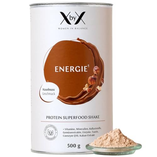 XbyX Energie Haselnuss 500 g | 16 Portionen | Veganes Superfood Proteinpulver für Shake oder Smoothie | Eiweißpulver mit essentiellen Aminosäuren & wertvollen Vitaminen | Aus Deutschland