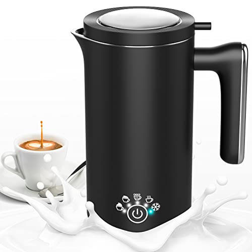 VIYSPNV 5 in 1 Milchaufschäumer Elektrisch 500 ML Edelstahl Milchschäumer Milk Frother mit 600W Stumm Antihaftbeschichtung für Milchschaum Heiss Kalt Heiße Schokolade Kaffee Cappuccino usw