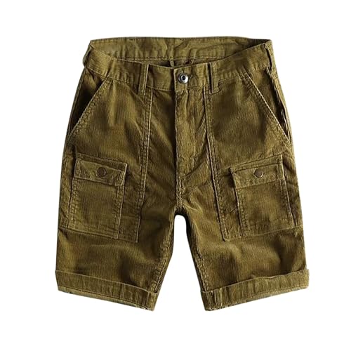 QWUVEDS Kurze Hosen Herren Mikroelastische Fünfviertel-Hose Jogging Outfit Herren Badeshorts Herren Sporthosen Herren Kurz Strandhose Kurz Boardshorts (Green, M)