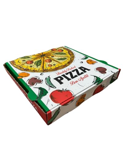 NoblesBox Pizzakarton, Pizzabox, Pizzaschachtel,Stabile, Kraft, Pizza, Karton, Box, Pizzeria, Weiß (Weiß 24x24x4 cm, 50 Stück)