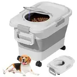 Haustiernahrung Behälter 15 kg/33lb faltbare luftdichte Hundefutter -Lagerbehälter mit Griff & Rädern Clear Flip Deckel Dampproof breite Mund -Katze -Lebensmittel -Lagerbehälter für Zuhause, Hundefut
