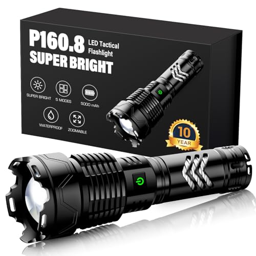 Glarylight Taschenlampe LED Aufladbar 500000 Lumen, LED Taschenlampe Extrem Hell XHP160.8, Taktische Taschenlampen Batteriebetrieben 6 Modi IPX7 Wasserdicht für Camping Notfall