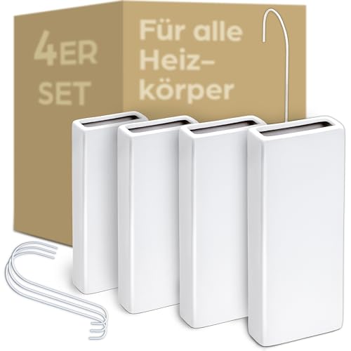 Luftbefeuchter Heizkörper aus Keramik - 4er Set mit Flexiblem Aufhängehaken - Optimale Luftfeuchtigkeit - Energiesparend - Effektive Feuchtigkeitsverteilung