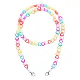 Kinder Acryl Regenbogen Bunte Stern Herz Perlen Kette Gesichtsmaske Lanyard Brille Anti Verlust Riemen Halskette String