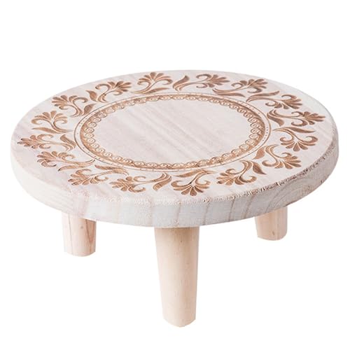 Veesper Pflanzenstreifer, 9,8x4,7 runder Holzstreifer, Blumenmuster Holzpflanzentänder, dekorativer Kleiner Holzhocker für Bürohaus Terrasse Garten L.