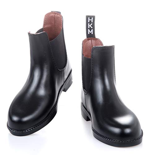 RL24 - Jodhpur Reitstiefelette soft | Kinder, Herren & Damen Stiefeletten | mit Elastikeinsatz & Pull-On | wasserdichte Chelsea Boots aus Kunstleder | schwarze Reitschuhe | Größe 40