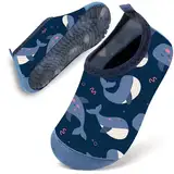 Badeschuhe Baby Kinder Wasserschuhe Jungen Schwimmschuhe Strandschuhe Badesoken Kleinkind Aquaschuhe Barfuss Schuhe(Navy Whale,18/19)