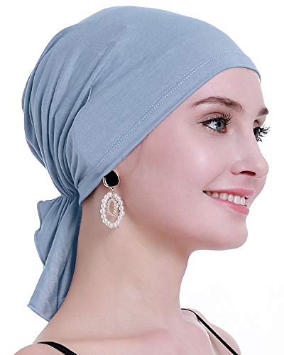 osvyo Bambus Chemo Kopftuch für Frauen mit Haarausfall - Krebspatienten Kopfbedeckung Turban in Versiegelter Verpackung HELLER Himmel BLAU