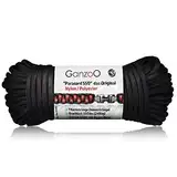 Ganzoo Paracord 550 Seil Schwarz für Armband, Leine, Halsband, 30 Meter Nylon/Polyester-Seil 4mm, 7 Kern-Stränge, Parachute Cord belastbar bis 250kg (550lbs)