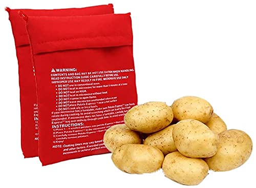 Microwave Kartoffelbeutel,2 Stück Mikrowellenbeutel Kartoffeln Express-Beutel Waschbarer und Wiederverwendbarer Kartoffelkochtasche in nur 4 Minuten