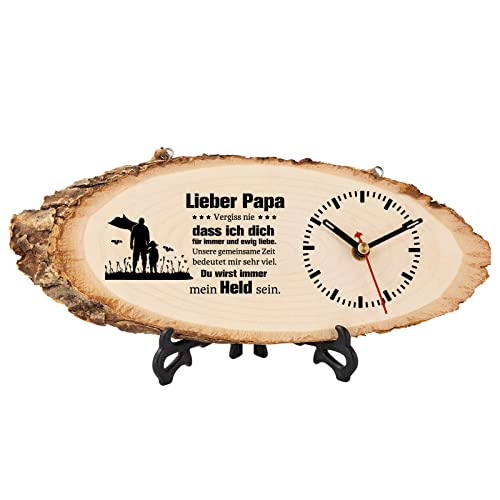 PRSTENLY Vatertagsgeschenk für Papa Geschenk Geburtstag, Papa Geschenke von Tochter Sohn zu Papa am besten Immer hölzerne Uhr Geschenke für Männer Vätertag Ruhestand Geschenke Papa