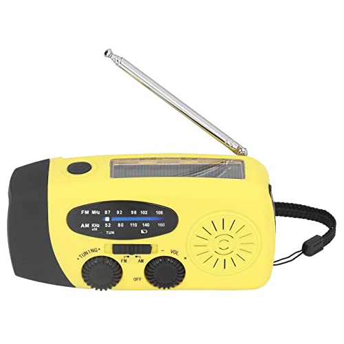 ASHATA Emergency Solar Radio, Notfall-Wetterradio Handkurbel FM/AM/WB NOAA mit Solarladung und Taschenlampe, IPX3 Wasserdicht, für Camping zu Hause Im Freien,Gelb (Europäisches Modell)