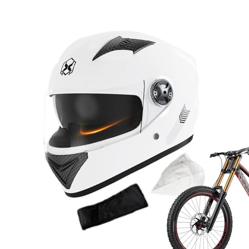 Aizuoni Motorradhelm Damen, Motorrad Helme Für Herren, Klapphelme, Motorradhelme Integralhelme, Straßenradhelme, Atmungsaktive Integral-Motorradhelme Mit Sonnenblende Und Halstuch Für Roller